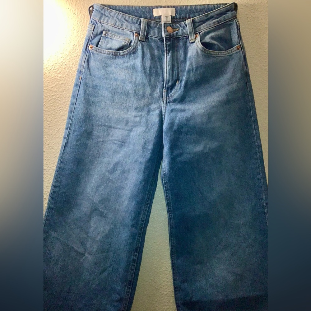 H&M Wide-Leg Jeans in Light Blue Denim